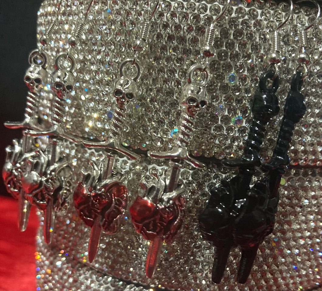 Heart,Skull,&Sword Earrings