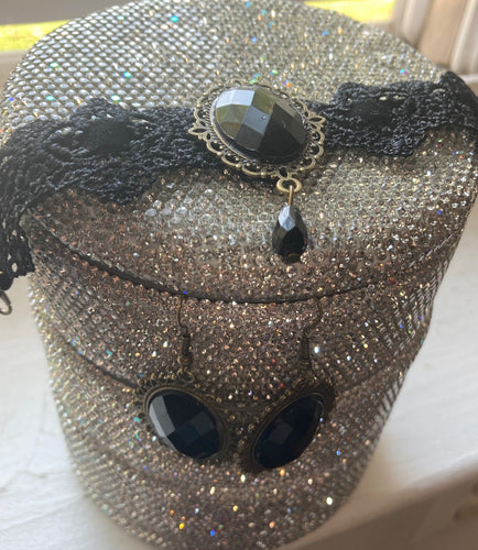 Black lace bracelet and earrings